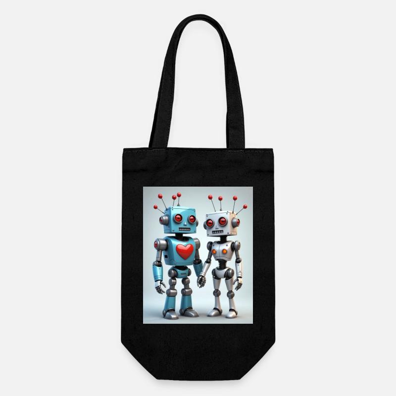 Couple de robots - Sac à bouteille - noir