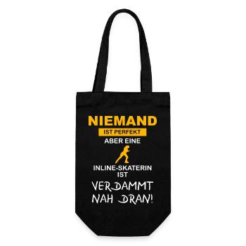 Niemand ist perfekt aber eine Inline-Skaterin ist - Geschenkbeutel für Flaschen - Schwarz - Vorne