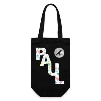 PAUL - Beautiful boy name with dinosaur - Gift Bag for Bottles - black - Front