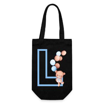Blue Letter L Bear - Gift Bag for Bottles - black - Front