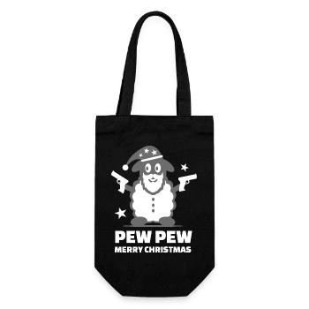 Pew Pew Sheep Santa Claus Gift Idea - Gift Bag for Bottles - black - Front