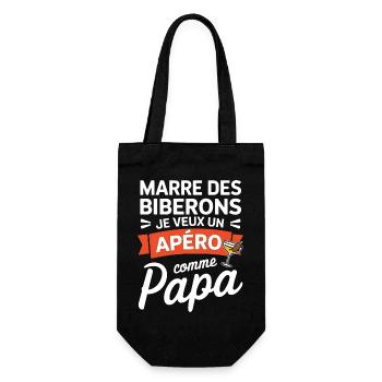 Marre des biberons, cadeau naissance, grossesse - Sac à bouteille - noir - Devant