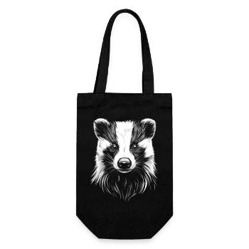 Dachs Portrait Waldtier Wald Wildtier Dachse - Geschenkbeutel für Flaschen - Schwarz - Vorne