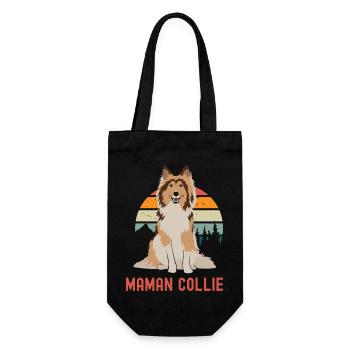 Maman border collie - Sac à bouteille - noir - Devant