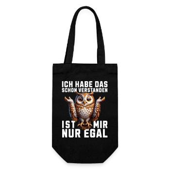 Hab Das Schon Verstanden Ist Mir Nur Egal Eule - Geschenkbeutel für Flaschen - Schwarz - Vorne