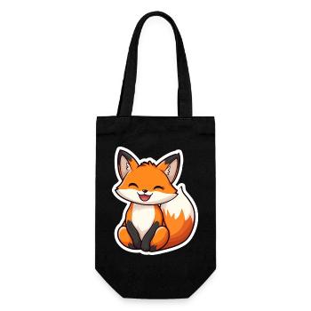 Renard mignon et heureux dans le style dessin animé - Sac à bouteille - noir - Devant