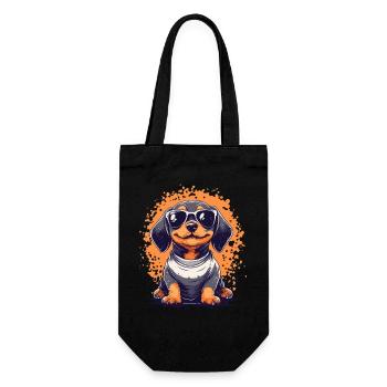 Teckel chiot chien drôle chiens - Sac à bouteille - noir - Devant