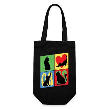 Chat Chaton Chat Silhouette Coeur Art Coloré - Sac à bouteille - noir - Devant