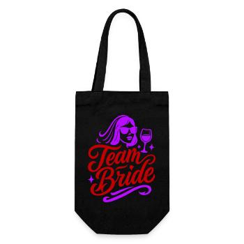 Team Braut Junggesellin - Geschenkbeutel für Flaschen - Schwarz - Vorne