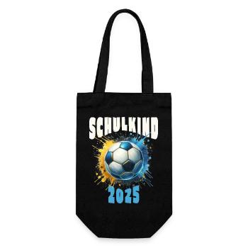 Einschulung Schulkind 2025 Fußball - Geschenkbeutel für Flaschen - Schwarz - Vorne