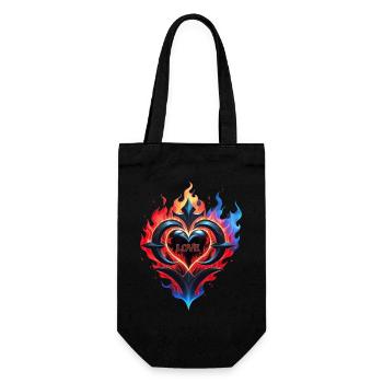 Ein flammendes Herz, das Feuer der Liebe. - Geschenkbeutel für Flaschen - Schwarz - Vorne