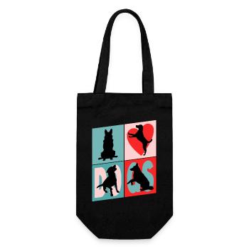 Dogs I Love Dogs Silhouettes Dog Mom Dog Dad - Gift Bag for Bottles - black - Front