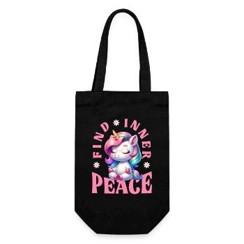 Finde Innere Ruhe Einhorn Yoga - Geschenkbeutel für Flaschen - Schwarz - Vorne