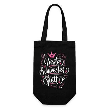 Beste Schwester der Welt - Lustiges Geschenk - Geschenkbeutel für Flaschen - Schwarz - Vorne