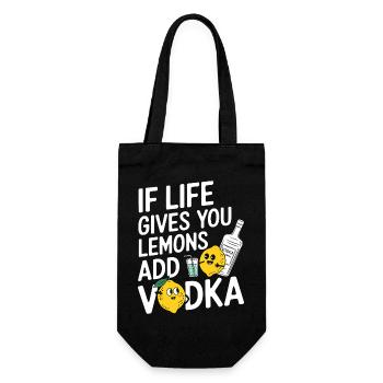 Humorous Lemon and Vodka Illustration - Gift Bag for Bottles - black - Front
