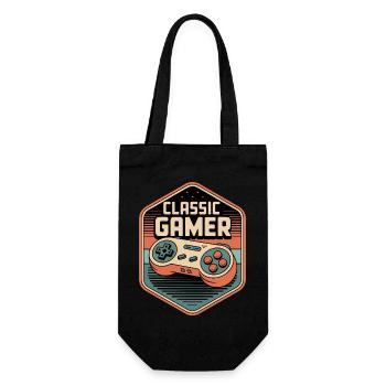 Classic Gamer Retro Controller Badge - Geschenkbeutel für Flaschen - Schwarz - Vorne