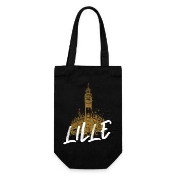 Besichtigung der Altstadt von Lille mit Kalligraphie - Geschenkbeutel für Flaschen - Schwarz - Vorne