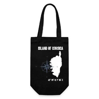 Contour de la Corse avec compas de coordonnées - Sac à bouteille - noir - Devant