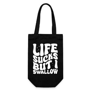 Life Sucks But I Swallow - Geschenkbeutel für Flaschen - Schwarz - Vorne