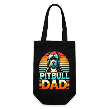 Pitbull Dad Retro Sunset, Dog Father  - Gift Bag for Bottles - black - Front