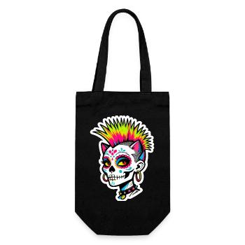 Punk Neon Totenschädel - Geschenkbeutel für Flaschen - Schwarz - Vorne