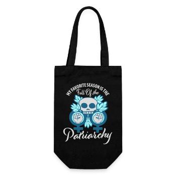 My favorite season is the fall of the patriarchy - Geschenkbeutel für Flaschen - Schwarz - Vorne