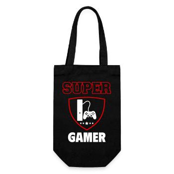 Super gamer, father's day, christmas - Gift Bag for Bottles - black - Front