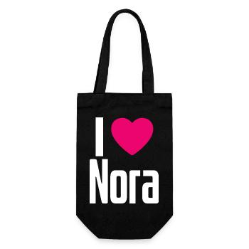I Love Nora Pinkes Herz Ich liebe Nora - Geschenkbeutel für Flaschen - Schwarz - Vorne