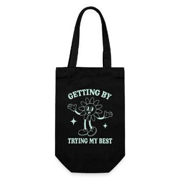 S’en sortir en faisant de mon mieux – Dicton de style rétro - Sac à bouteille - noir - Devant