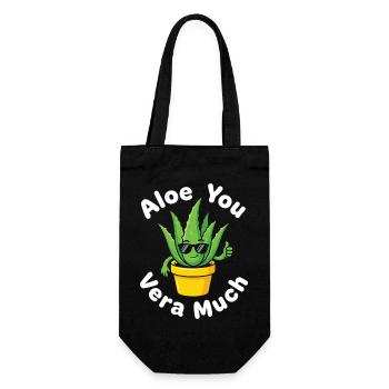 Aloe You Vera Much Succulent Cactus Pun - Gift Bag for Bottles - black - Front