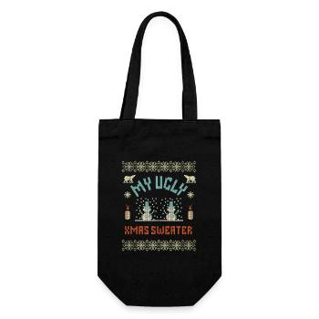 My Ugly Xmas Sweater – Lustiges Pixel-Weihnachtsde - Geschenkbeutel für Flaschen - Schwarz - Vorne