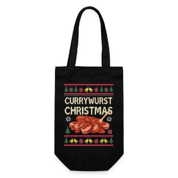 Merry Currymas Currywurst Christmas Xmas Sausage - Gift Bag for Bottles - black - Front