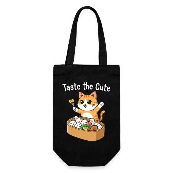 Katzen Sushi Snack: Süß & Verspielt - Geschenkbeutel für Flaschen - Schwarz - Vorne