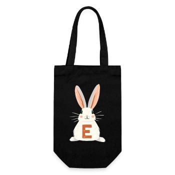 E Letter - Bunny - Personalizable - Gift Bag for Bottles - black - Front