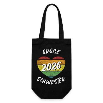 große Schwester 2026 retro vintage - Geschenkbeutel für Flaschen - Schwarz - Vorne