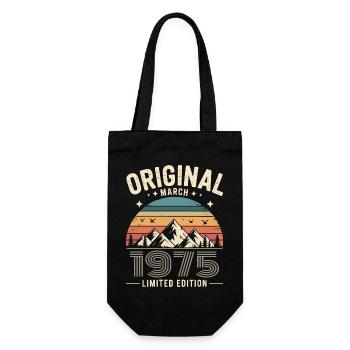 Vintage Born in March 1975 Original 51 years ago - Gift Bag for Bottles - black - Front