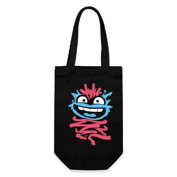 Kleine Monster: Punk-Affe mit Zwinkern - Geschenkbeutel für Flaschen - Schwarz - Vorne