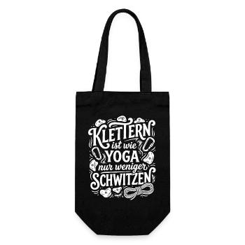 Klettern ist wie Yoga, nur weniger Schwitzen - Geschenkbeutel für Flaschen - Schwarz - Vorne