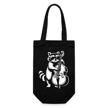 Racoon spielt Kontrabass in der Jazzband - Geschenkbeutel für Flaschen - Schwarz - Vorne