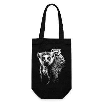ring-tailed lemur - Gift Bag for Bottles - black - Front