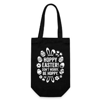 Hoppy Easter Dont Worry Be Happy - Geschenkbeutel für Flaschen - Schwarz - Vorne