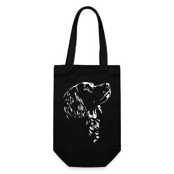 Deutscher Wachtelhund Silhouette Jagdhund Wilsigns - Geschenkbeutel für Flaschen - Schwarz - Vorne