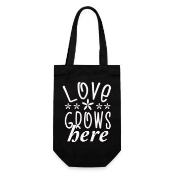 Love grows here Flowers Typography - Gift Bag for Bottles - black - Front