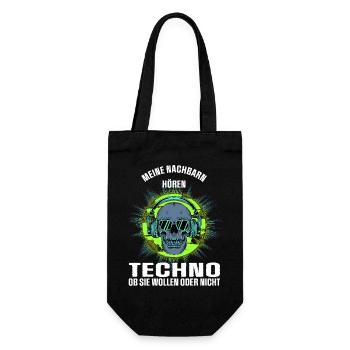 Meine Nachbarn hören Techno - Geschenkbeutel für Flaschen - Schwarz - Vorne