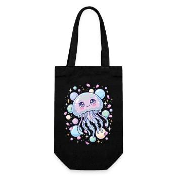 Pastellfarbene Kawaii-Quallenästhetik - Geschenkbeutel für Flaschen - Schwarz - Vorne