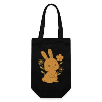 Hase Häschen Frühling Blumen Sommer Ostern Garten - Geschenkbeutel für Flaschen - Schwarz - Vorne