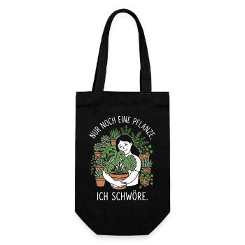 Nur noch eine Pflanze - Urban Jungle Design - Geschenkbeutel für Flaschen - Schwarz - Vorne