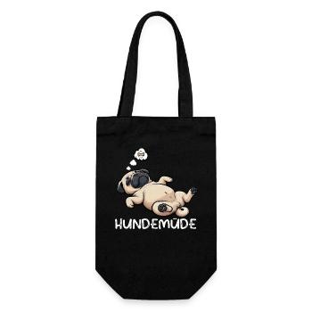 Hundemüde Mops Möpse Mopsbesitzer Mopsliebhaber  - Geschenkbeutel für Flaschen - Schwarz - Vorne