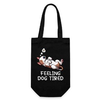 Feeling Dog Tired Miniatur Bullterrier Bully  - Geschenkbeutel für Flaschen - Schwarz - Vorne