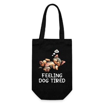 Feeling Dog Tired Yorkshire Terrier Yorkie Yorkies - Gift Bag for Bottles - black - Front